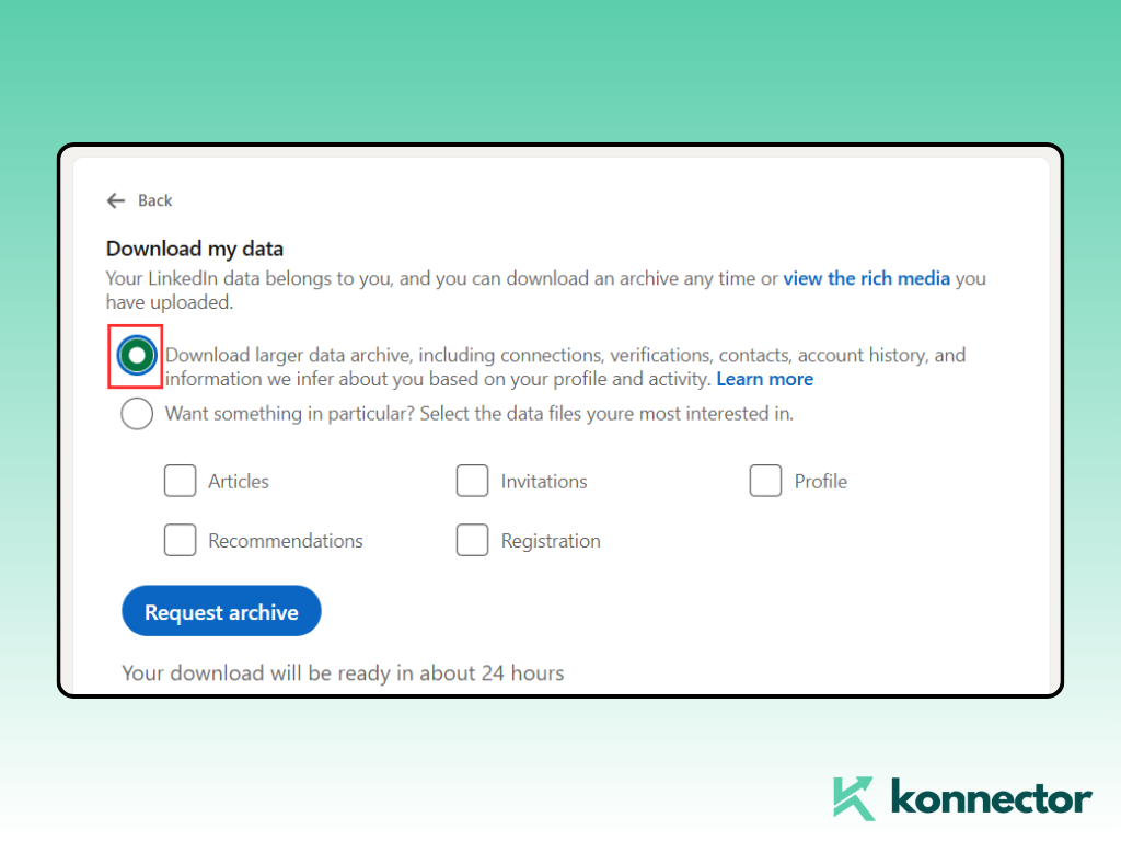 how to export contacts in LinkedIn